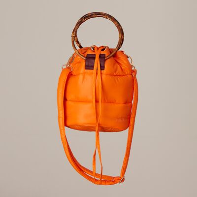 Nara orange quilted bucket bag