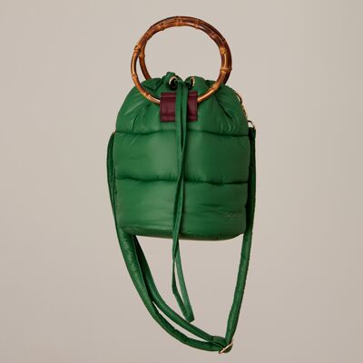 Nara green quilted bucket bag
