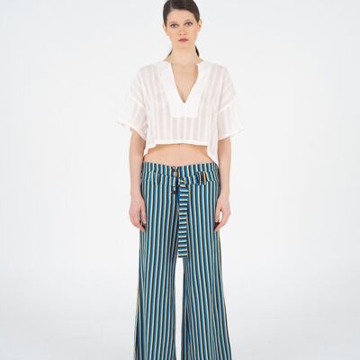Island trousers with matching belt / Graphic stripes