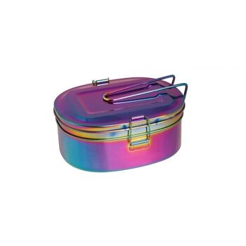Lunch Box Récipients étanches en acier inoxydable pour adultes en 4 couleurs différentes 18x15x7cm avec 2 couches 3