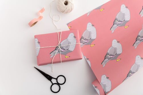 Pigeons (Pink) Gift Wrap | Wrapping Paper | Craft Paper