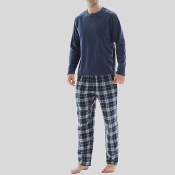 SaneShoppe Haut en polaire à manches longues pour hommes 100% coton Bas Pyjamas Ensembles Loungewear - L, Navy-54 4