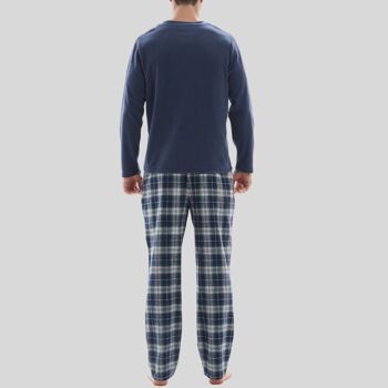 SaneShoppe Haut en polaire à manches longues pour hommes 100% coton Bas Pyjamas Ensembles Loungewear - L, Navy-54 2
