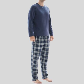 SaneShoppe Haut en polaire à manches longues pour hommes 100% coton Bas Pyjamas Ensembles Loungewear - L, Navy-54 3