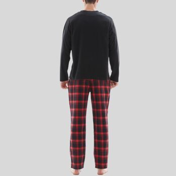 SaneShoppe Haut en polaire à manches longues pour homme 100 % coton Bas Pyjamas Ensembles Loungewear -M, Rouge-57 2