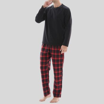 SaneShoppe Haut en molleton à manches longues pour hommes 100% coton Bas Pyjamas Ensembles Loungewear -L, Rouge-58 4