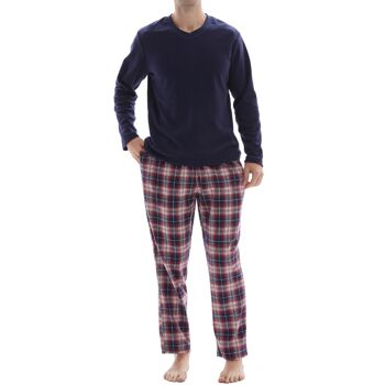 SaneShoppe Haut en molleton à manches longues pour hommes 100% coton Ensembles de pyjamas Loungewear -L, Bleu-137 1