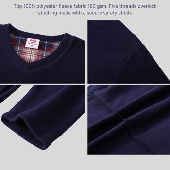 SaneShoppe Haut en molleton à manches longues pour hommes 100% coton Ensembles de pyjamas Loungewear -L, Bleu-137 6