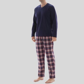SaneShoppe Haut en polaire à manches longues pour homme 100 % coton Bas Pyjamas Ensembles Loungewear -XXL, Bleu-139 2
