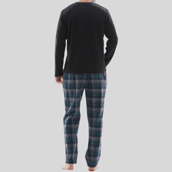 SaneShoppe Pyjama à manches longues pour homme 100 % coton Bas Ensembles Loungewear -M, Noir-140 2