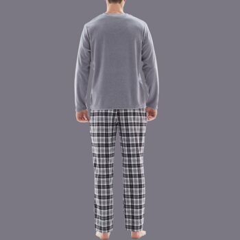 SaneShoppe Haut en molleton à manches longues pour hommes 100% coton Ensembles de pyjamas Loungewear -L, Gris-145 2