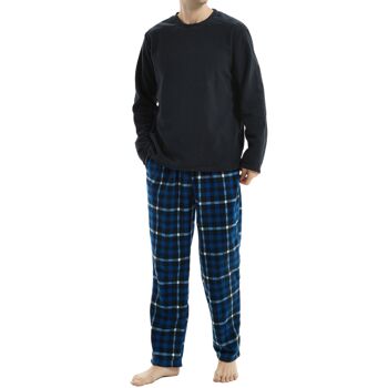 Ensemble de pyjama en polaire thermique à manches longues SaneShoppe pour hommes, pyjama de luxe Loungewear -M, Navy-29 1