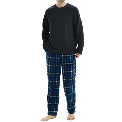 Conjunto de pijama de forro polar térmico de manga larga para hombre de SaneShoppe, ropa de descanso de pijama de lujo -M, azul marino-29