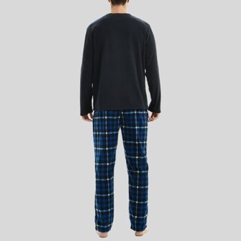 Ensemble de pyjama en polaire thermique à manches longues SaneShoppe pour hommes, pyjama de luxe Loungewear -M, Navy-29 2
