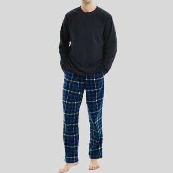 Ensemble de pyjama en polaire thermique à manches longues SaneShoppe pour hommes, pyjama de luxe Loungewear -L, Navy-30 2