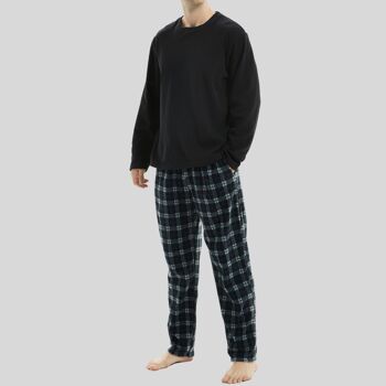 Ensemble de pyjama en polaire thermique à manches longues SaneShoppe pour hommes, pyjama de luxe Loungewear -M, noir-41 2