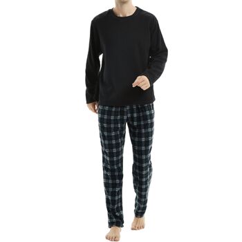 Ensemble de pyjama en polaire thermique à manches longues SaneShoppe pour hommes, pyjama de luxe Loungewear -L, noir-42 1