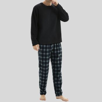 Ensemble de pyjama en polaire thermique à manches longues SaneShoppe pour hommes, pyjama de luxe Loungewear -L, noir-42 3