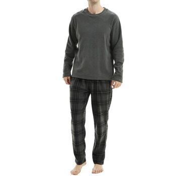 Ensemble de pyjama en polaire thermique à manches longues SaneShoppe pour hommes, pyjama de luxe Loungewear -M, gris-33 1