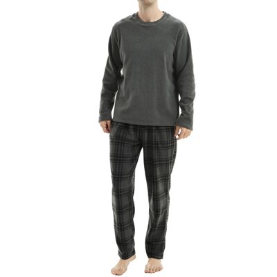 Conjunto de pijama de forro polar térmico de manga larga para hombre de SaneShoppe, ropa de descanso de pijama de lujo -M, gris-33