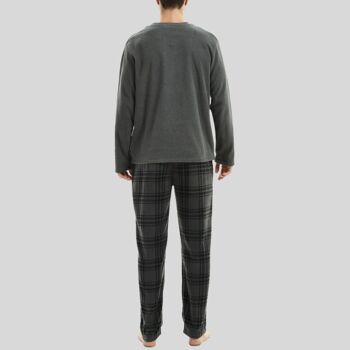 Ensemble de pyjama en polaire thermique à manches longues SaneShoppe pour hommes, pyjama de luxe Loungewear -M, gris-33 4