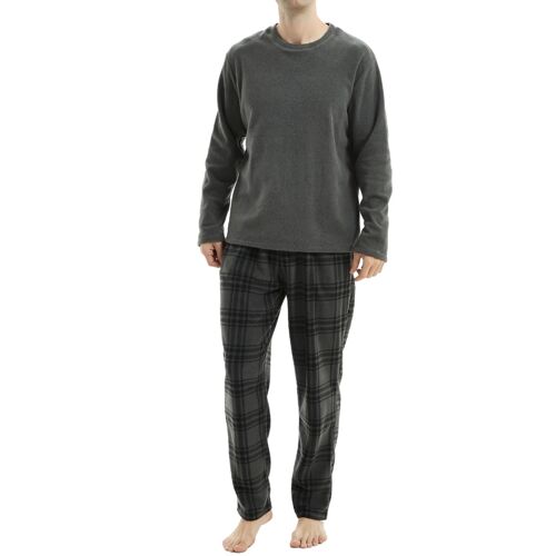 SaneShoppe Men’s Long Sleeve Thermal Fleece Pyjama Set, Luxury Pyjamas Loungewear -XXL, Grey-36