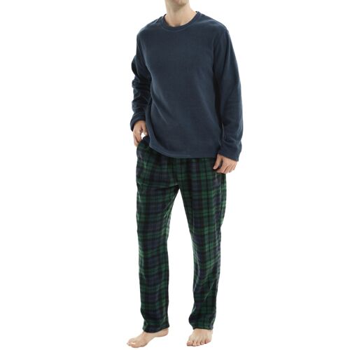SaneShoppe Men’s Long Sleeve Thermal Fleece Pyjama Set, Luxury Pyjamas Loungewear -M, Navy-112