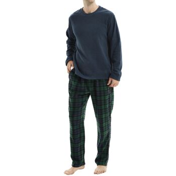 Ensemble de pyjama en polaire thermique à manches longues SaneShoppe pour hommes, pyjama de luxe Loungewear -M, Navy-112 1