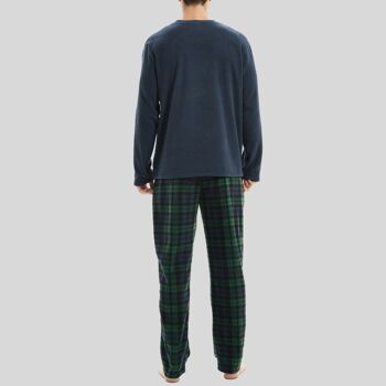 Ensemble de pyjama en polaire thermique à manches longues SaneShoppe pour hommes, pyjama de luxe Loungewear -M, Navy-112 4