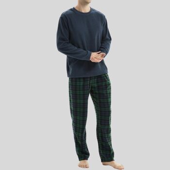 Ensemble de pyjama en polaire thermique à manches longues SaneShoppe pour hommes, pyjama de luxe Loungewear -L, Navy-113 4