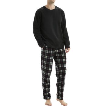 Ensemble de pyjama en polaire thermique à manches longues SaneShoppe pour hommes, pyjama de luxe Loungewear -M, noir-116 1