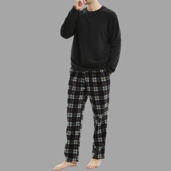 Ensemble de pyjama en polaire thermique à manches longues SaneShoppe pour hommes, pyjama de luxe Loungewear -M, noir-116 3