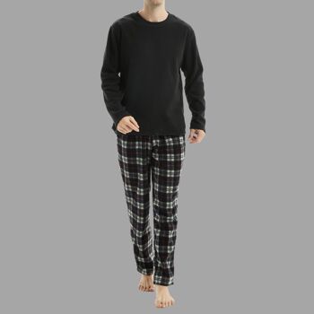 Ensemble de pyjama en polaire thermique à manches longues SaneShoppe pour hommes, pyjama de luxe Loungewear -M, noir-116 4