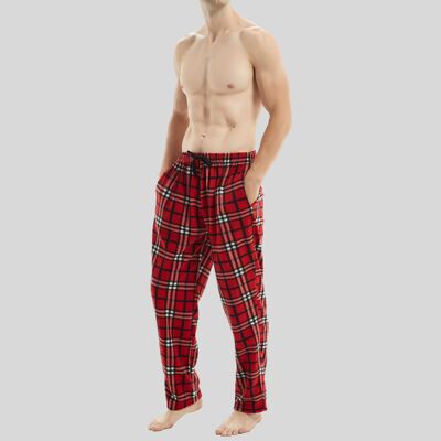 SaneShoppe Mens Thermal Fleece Pyjama Lounge Pants Trouser Winter Bottoms -M, Red-306