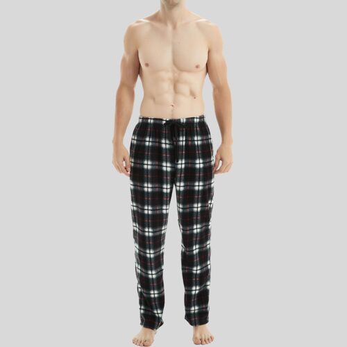 SaneShoppe Mens Thermal Fleece Pyjama Lounge Pants Trouser Winter Bottoms -L, Black-312