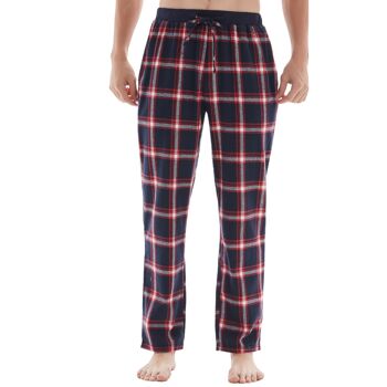 SaneShoppe Lot de 2 bas de pyjama en coton respirant pour homme - XL, gris/bleu Check-209 2