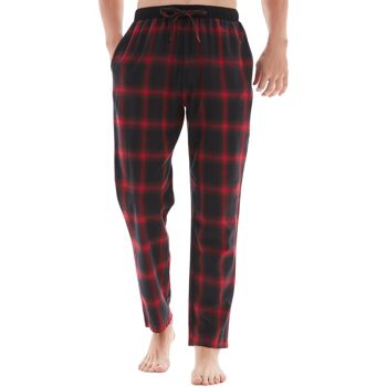 SaneShoppe Lot de 2 bas de pyjama en coton respirant pour homme - M, rouge/gris à carreaux-212 2