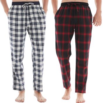 SaneShoppe Lot de 2 bas de pyjama en coton respirant pour homme - XL, rouge/gris à carreaux-214 6