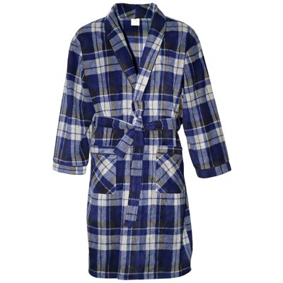 SaneShoppe Leichter, superweicher, warmer Fleece-Morgenmantel für Herren, 300 g/m², XXL, Marineblau