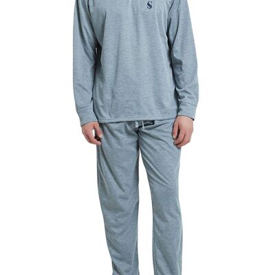 SaneShoppe Gebürstetes Pyjama-Set für Herren, Compact-Siro Spinning Technology Luxury Pyjamas -L, Grau