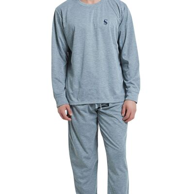 SaneShoppe Set pigiama spazzolato da uomo, pigiama di lusso con tecnologia Compact-Siro Spinning -XXL, grigio