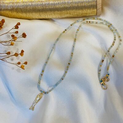 Loura Vergoldete Amazonit- und Fisch-Halskette (CLO17)