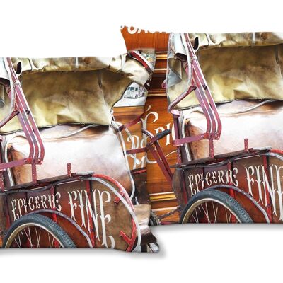 Decorative photo cushion set (2 pieces), motif: nostalgia 1 - size: 40 x 40 cm - premium cushion cover, decorative cushion, decorative cushion, photo cushion, cushion cover