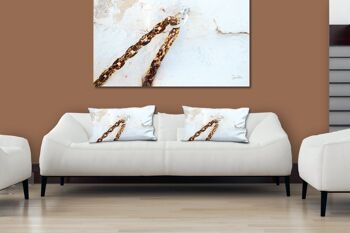 Ensemble de coussins photo décoratifs (2 pièces), motif : chaîne sur un mur blanc - taille : 80 x 40 cm - housse de coussin premium, coussin décoratif, coussin décoratif, coussin photo, housse de coussin 3