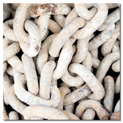 Mural: white 7 chain - square 1:1 - many sizes & materials - exclusive photo art motif as a canvas picture or acrylic glass picture for wall decoration