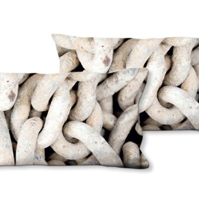 Decorative photo cushion set (2 pieces), motif: white 7 chain - size: 80 x 40 cm - premium cushion cover, decorative cushion, decorative cushion, photo cushion, cushion cover