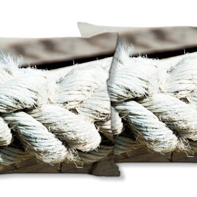 Set di cuscini decorativi con foto (2 pezzi), motivo: corda bianca 9 - dimensioni: 40 x 40 cm - fodera per cuscino premium, cuscino decorativo, cuscino decorativo, cuscino fotografico, fodera per cuscino