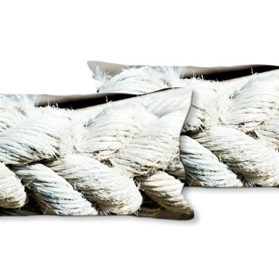 Deko-Foto-Kissen Set (2 Stk.), Motiv: Weiß 9 Tauwerk - Größe: 80 x 40 cm - Premium Kissenhülle, Zierkissen, Dekokissen, Fotokissen, Kissenbezug