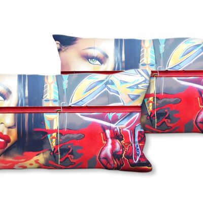 Set di cuscini decorativi con foto (2 pezzi), motivo: graffiti 2 - dimensioni: 80 x 40 cm - fodera per cuscino premium, cuscino decorativo, cuscino decorativo, cuscino fotografico, fodera per cuscino