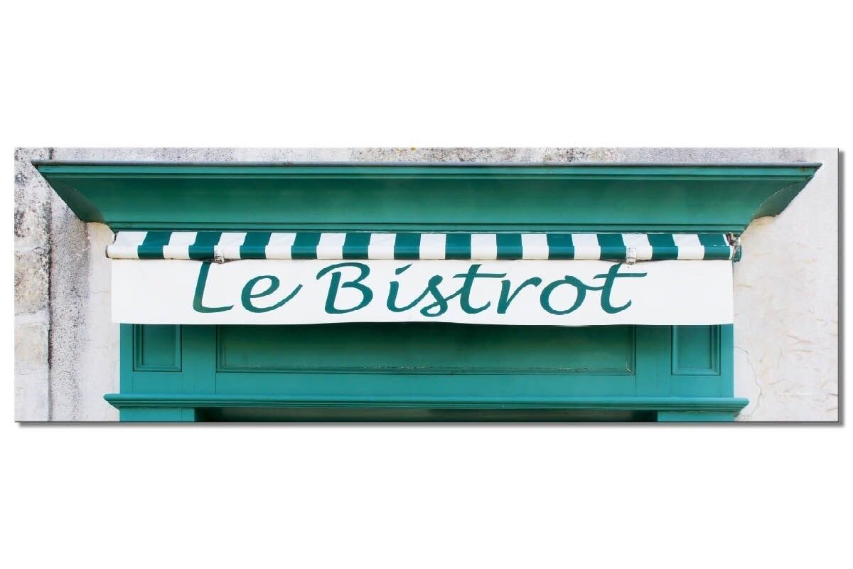 Papier peint : Le Bistrot vert - paysage panoramique 3:1 - nombreuses tailles et matériaux - motif d'art photographique exclusif sous forme d'image sur toile ou d'image en verre acrylique pour la décoration murale